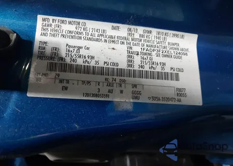 2014 Ford Focus Se из США, поврежденный, VIN 1FADP3F2XEL124098